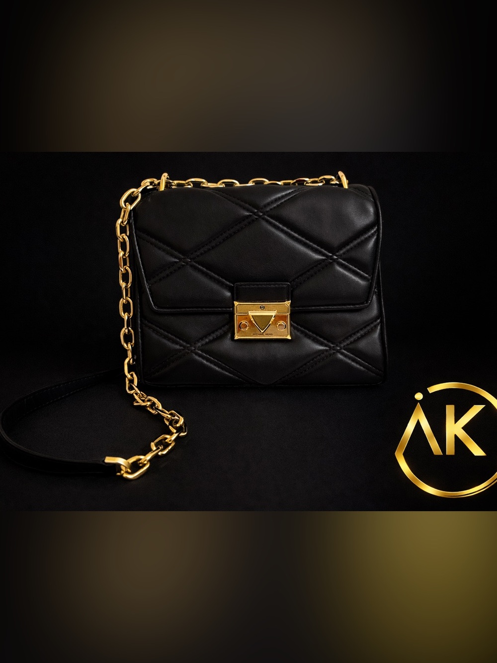 Michael Kors Black Crossbody with Gold Hardware